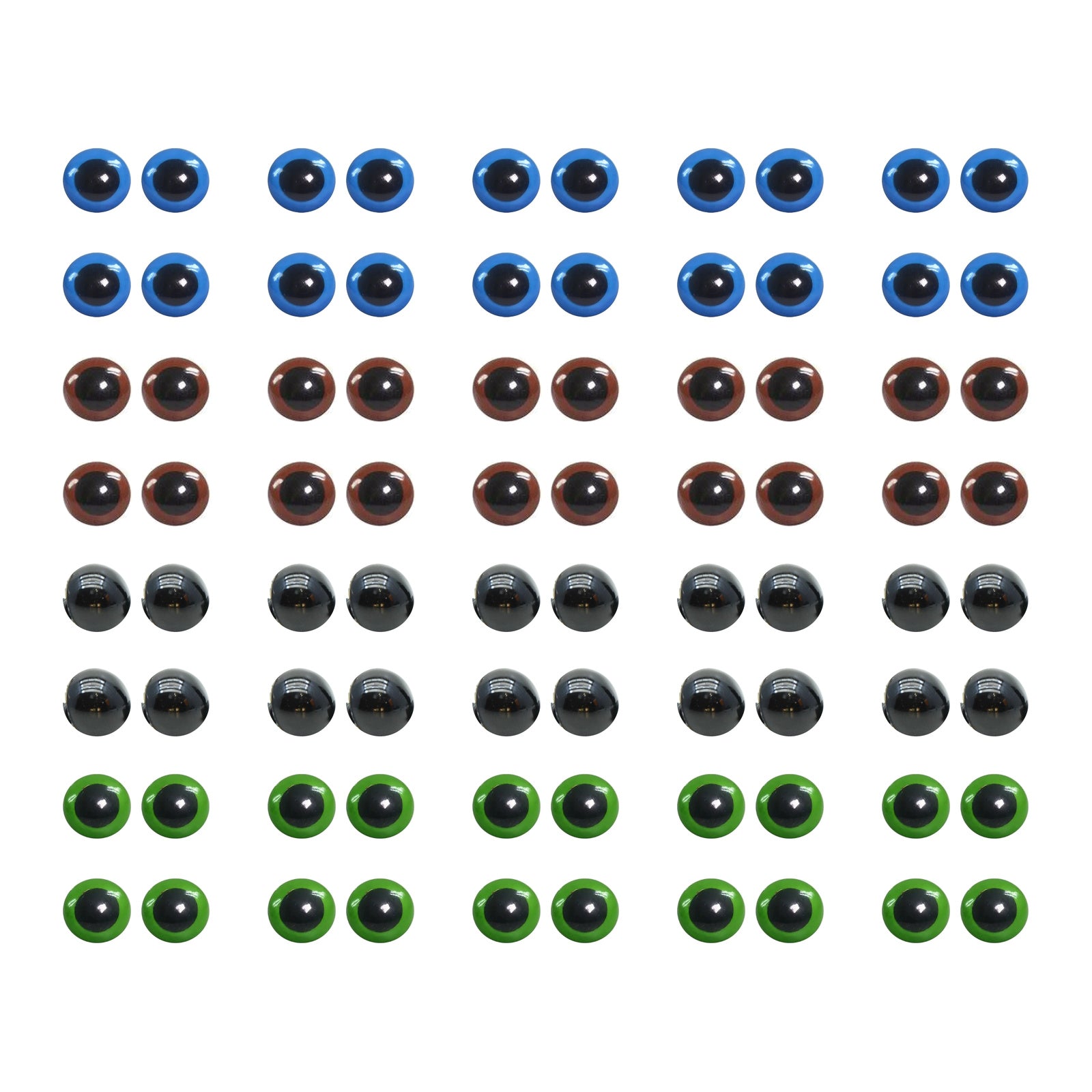 Kit 40 Pares de Olhos Amigurumi 10mm em 4 Cores com Trava