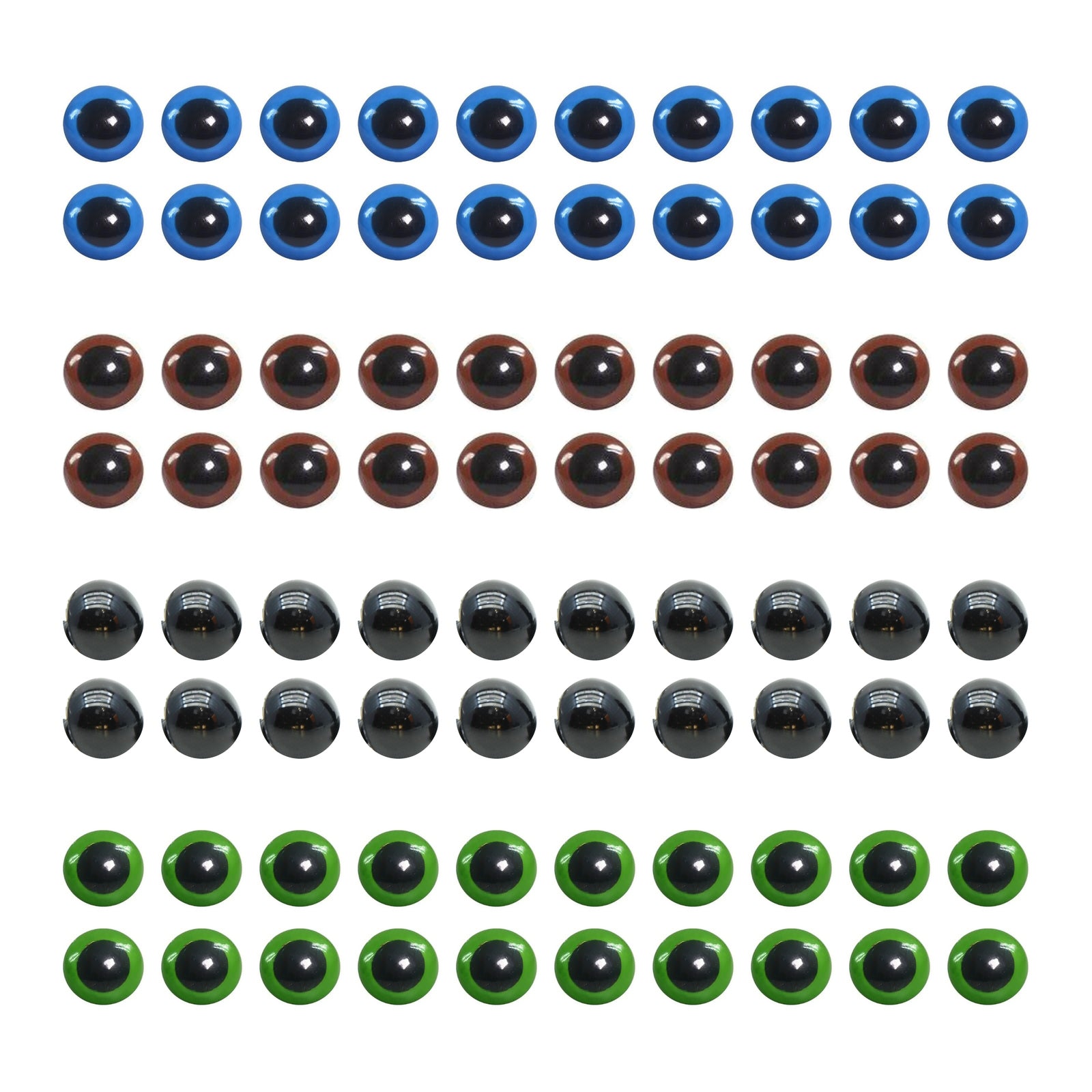 Kit 40 Pares de Olhos Amigurumi 10mm em 4 Cores com Trava