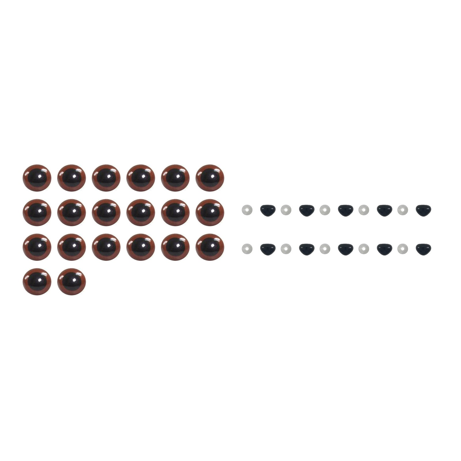 Kit 10 Pares Olhos Castanhos 10 Focinhos Amigurumi 12mm