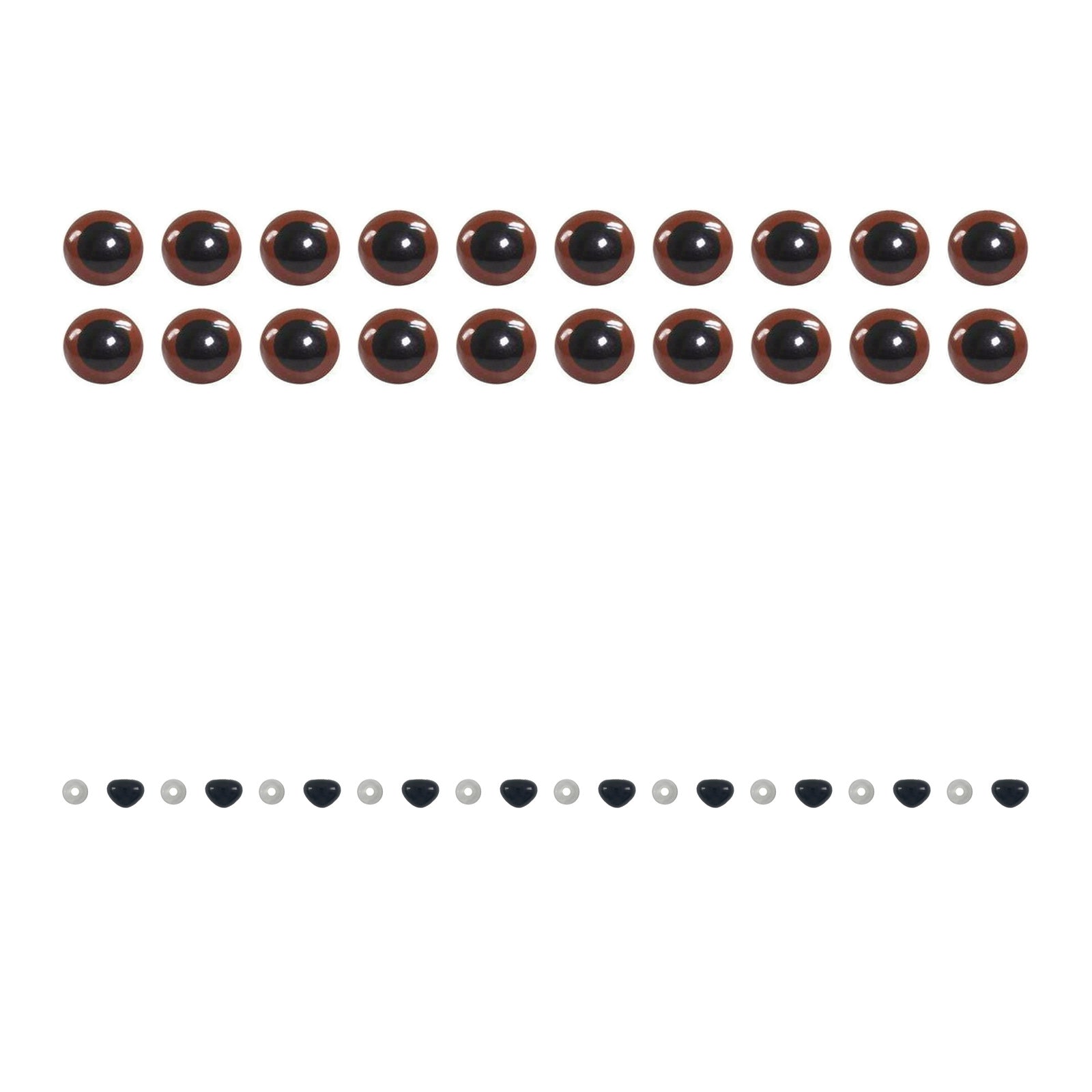 Kit 10 Pares Olhos Castanhos 10 Focinhos Amigurumi 12mm