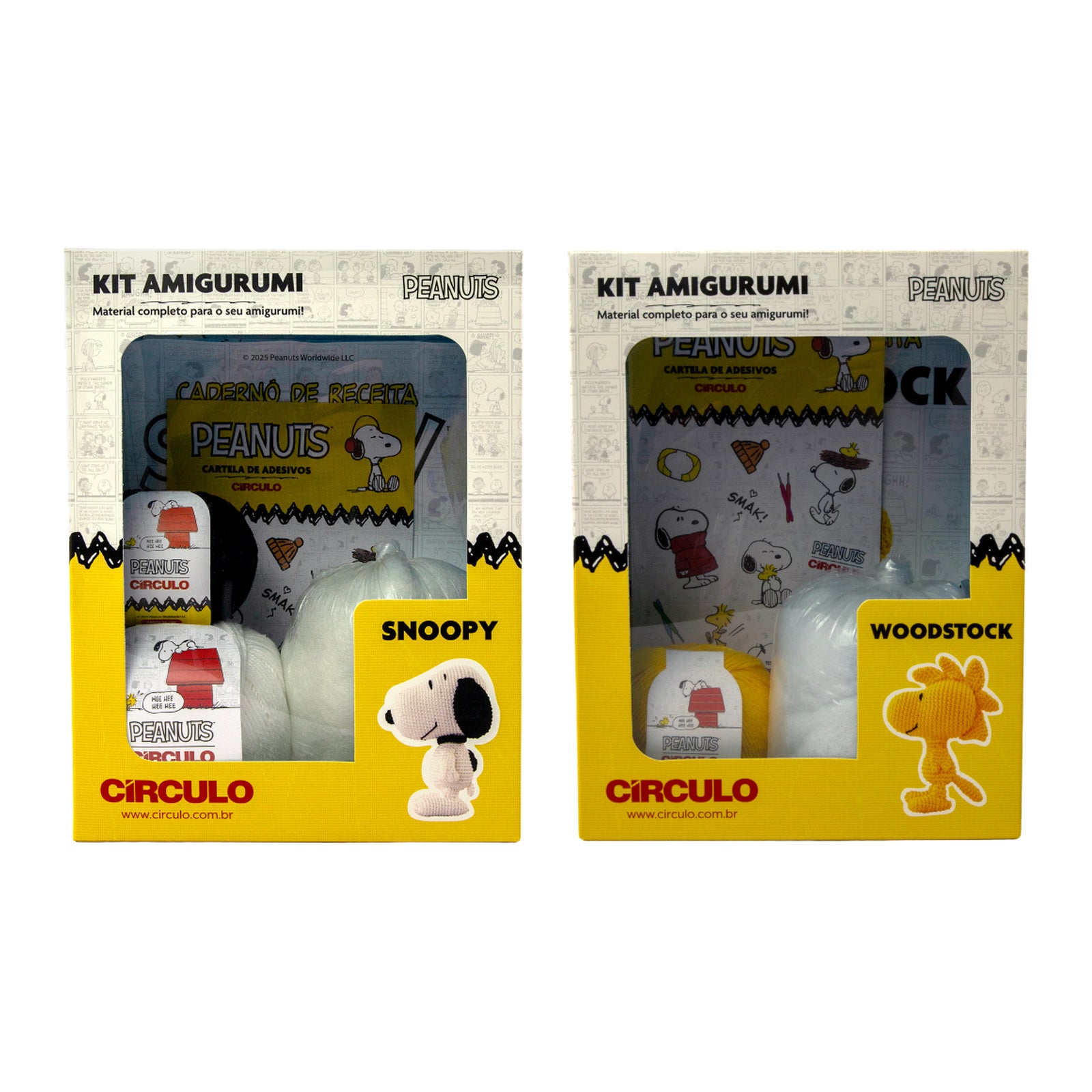 Kit 2 Amigurumis Snoopy Woodstock Peanuts Círculo