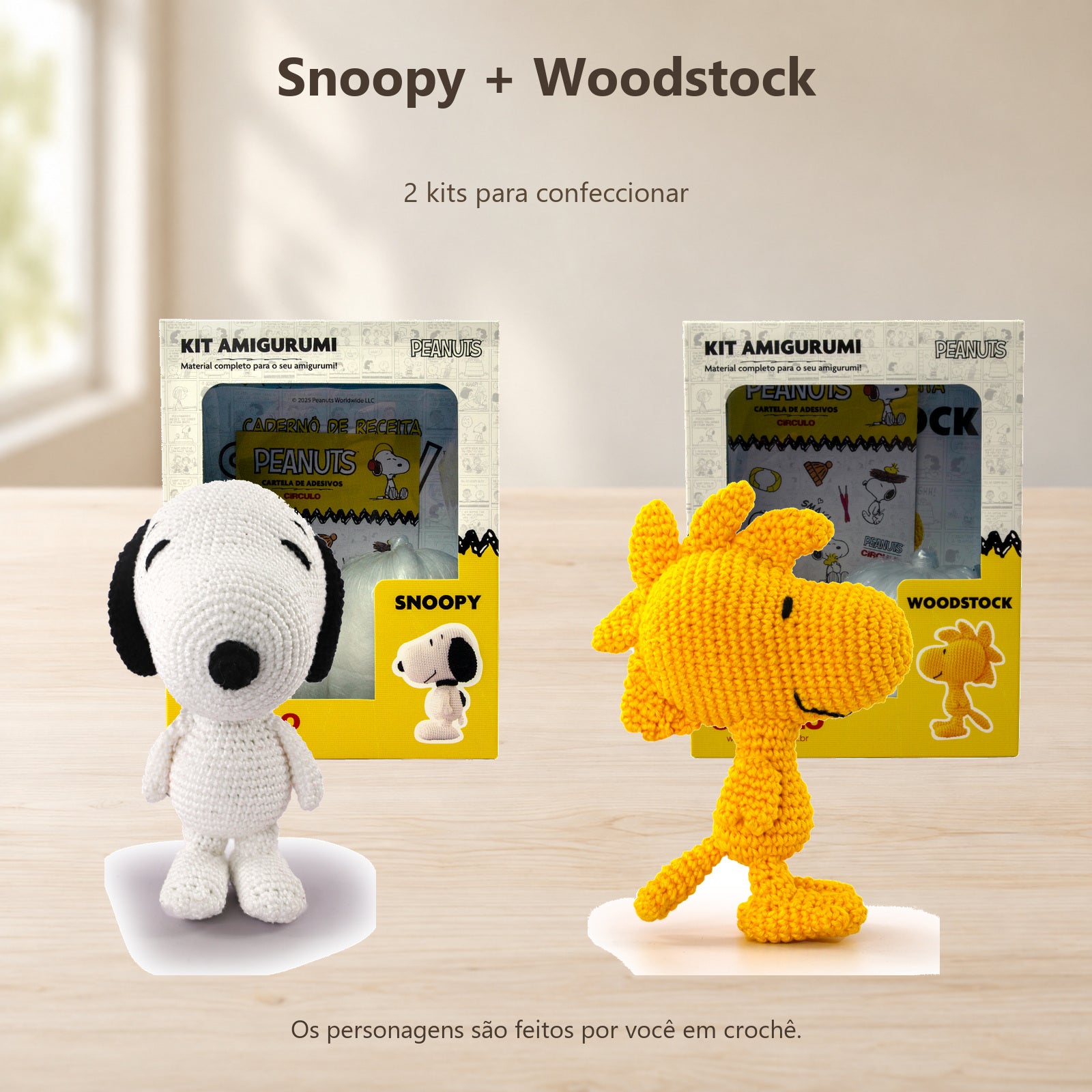 Kit 2 Amigurumis Snoopy Woodstock Peanuts Círculo