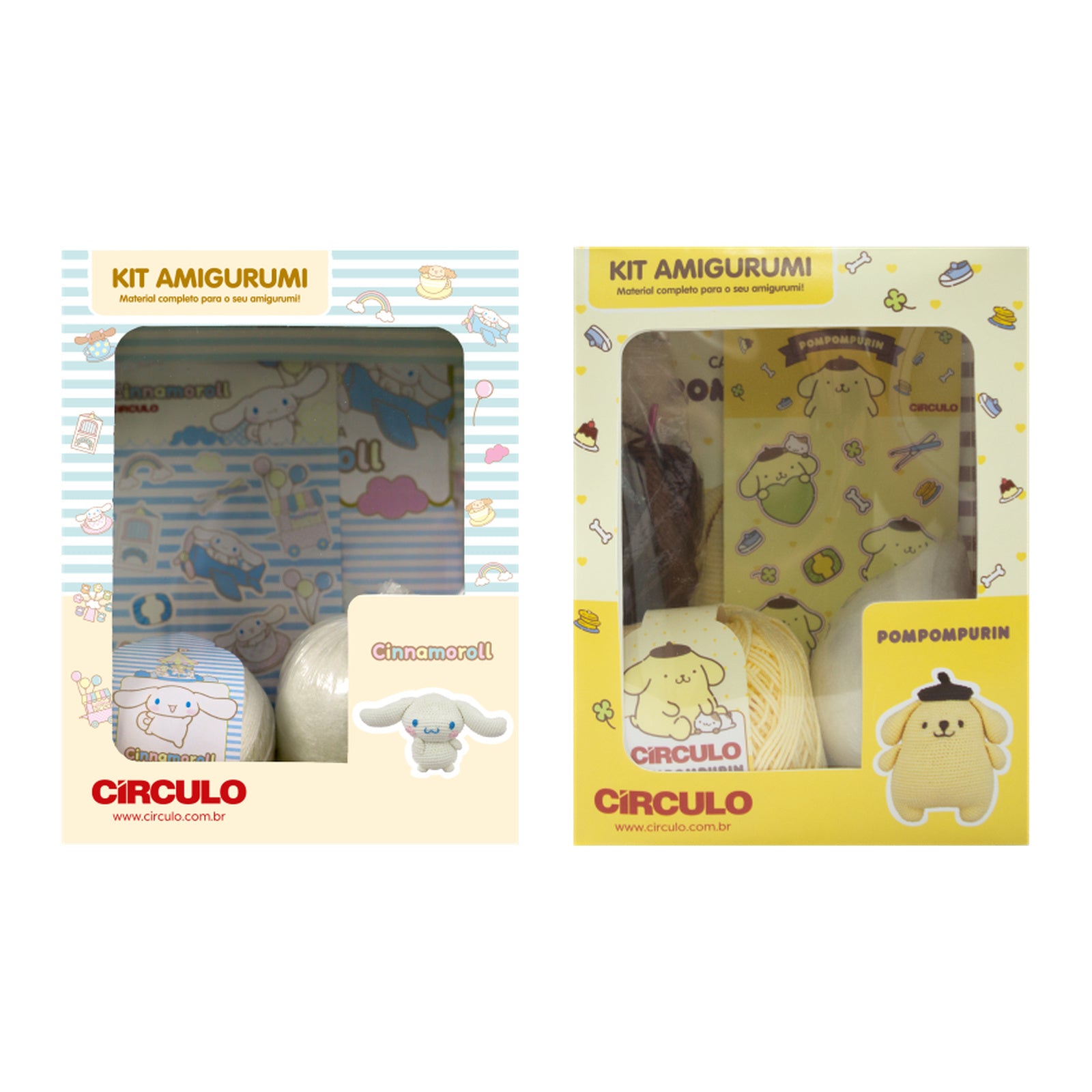 Kit 2 Amigurumis Cinnamoroll Pompompurin Círculo