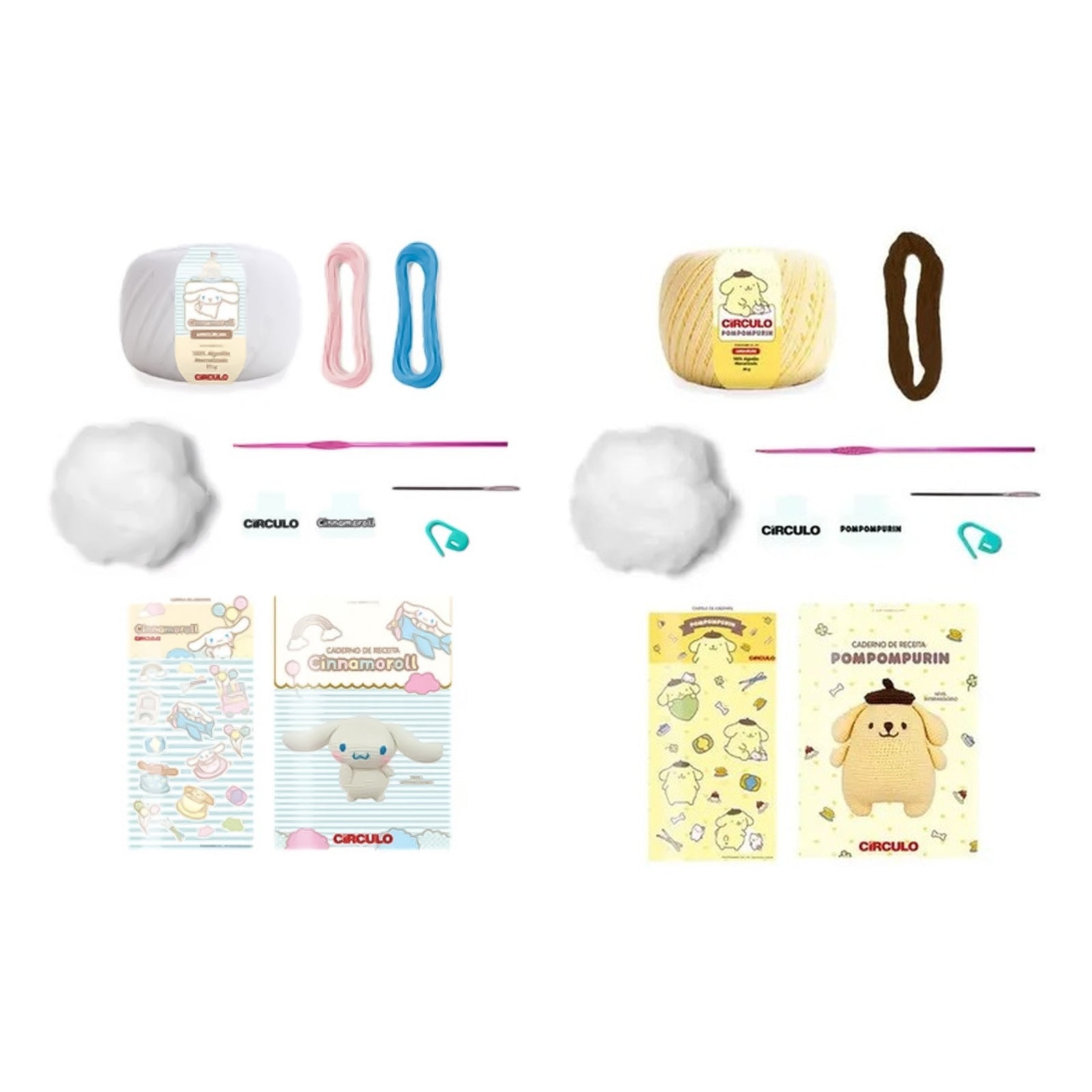 Kit 2 Amigurumis Cinnamoroll Pompompurin Círculo