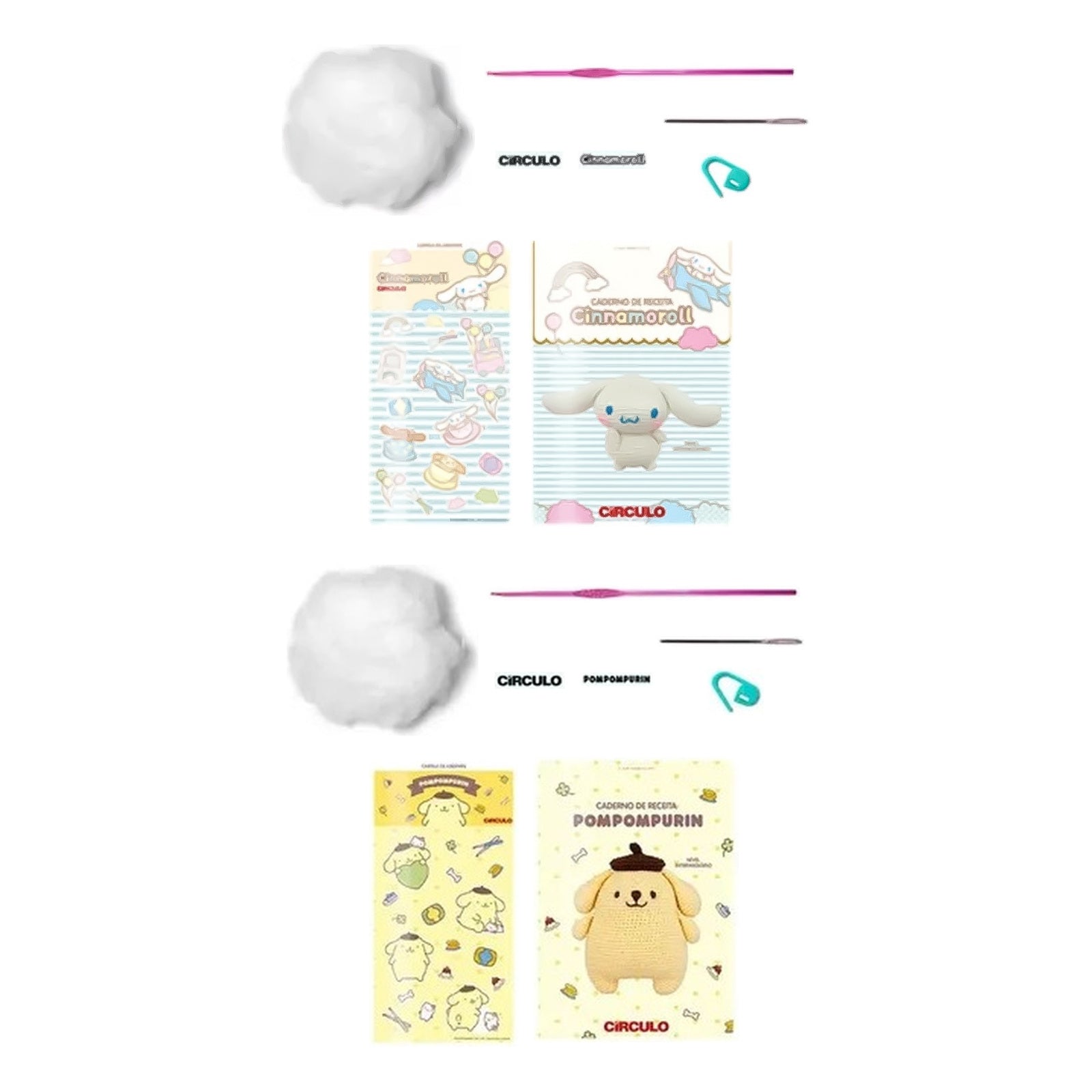 Kit 2 Amigurumis Cinnamoroll Pompompurin Círculo