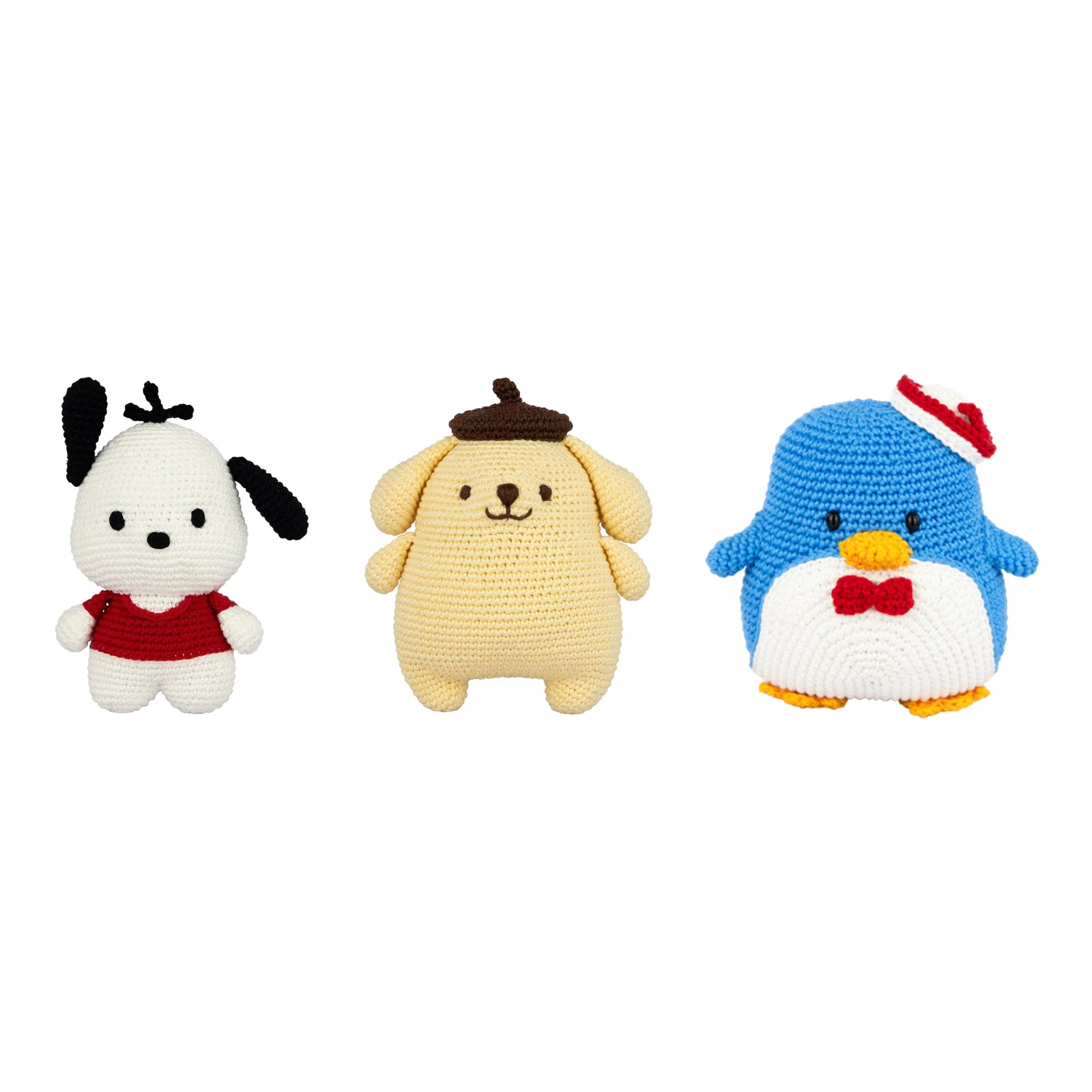Kit 3 Amigurumis Pochacco Pompompurin Tuxedo Sam
