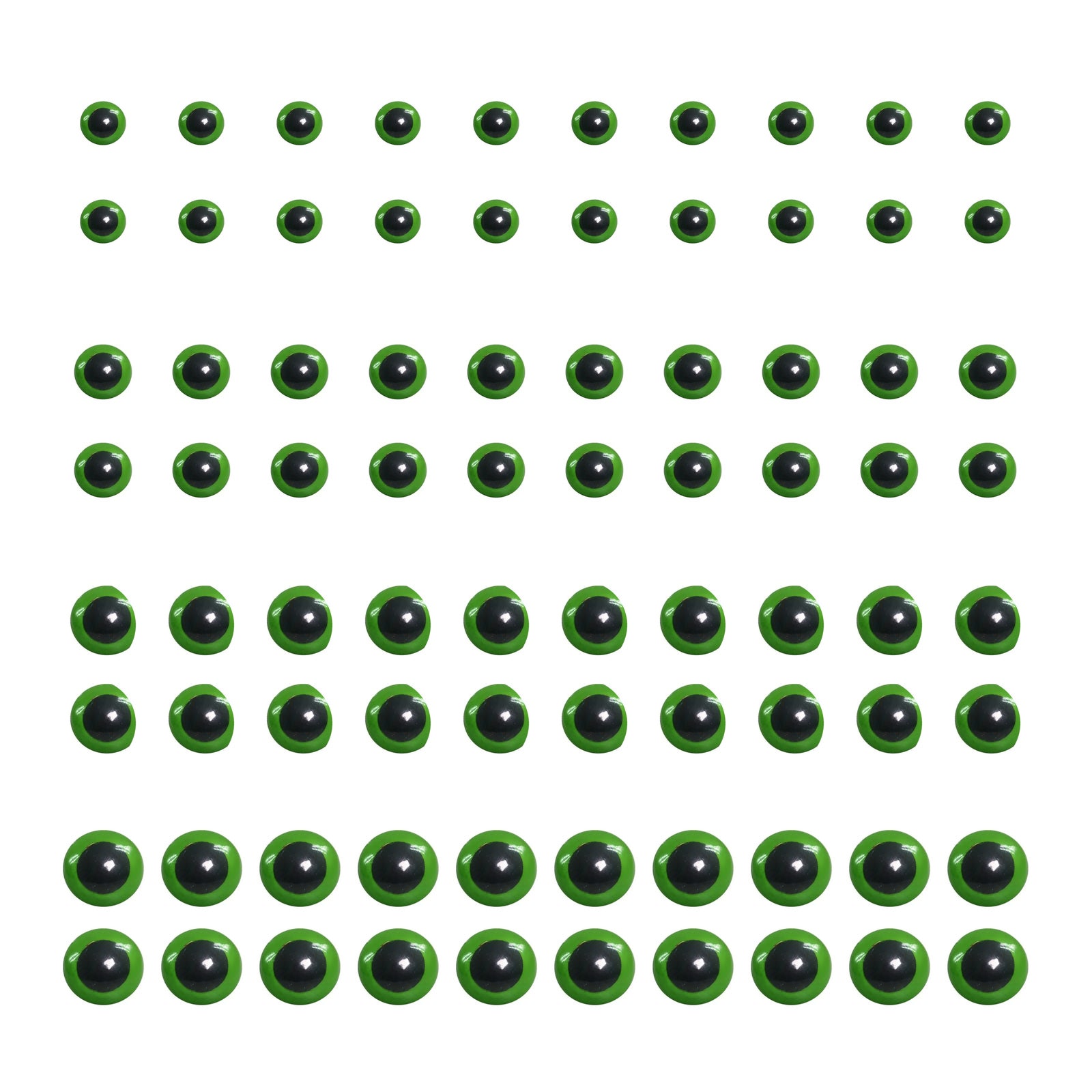 Kit 40 Pares de Olhos Amigurumi Verdes 8, 10, 12 e 14mm