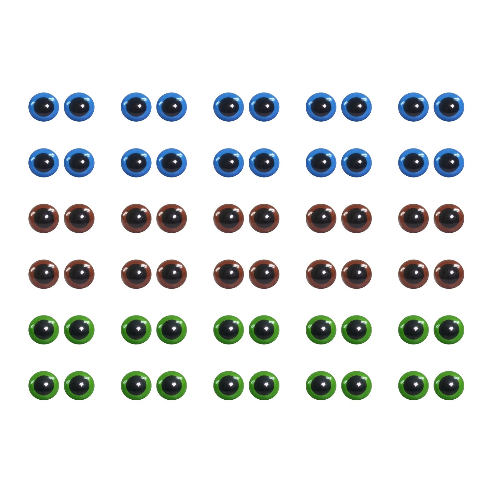 Kit 30 Pares de Olhos Amigurumi 14mm em 3 Cores com Trava