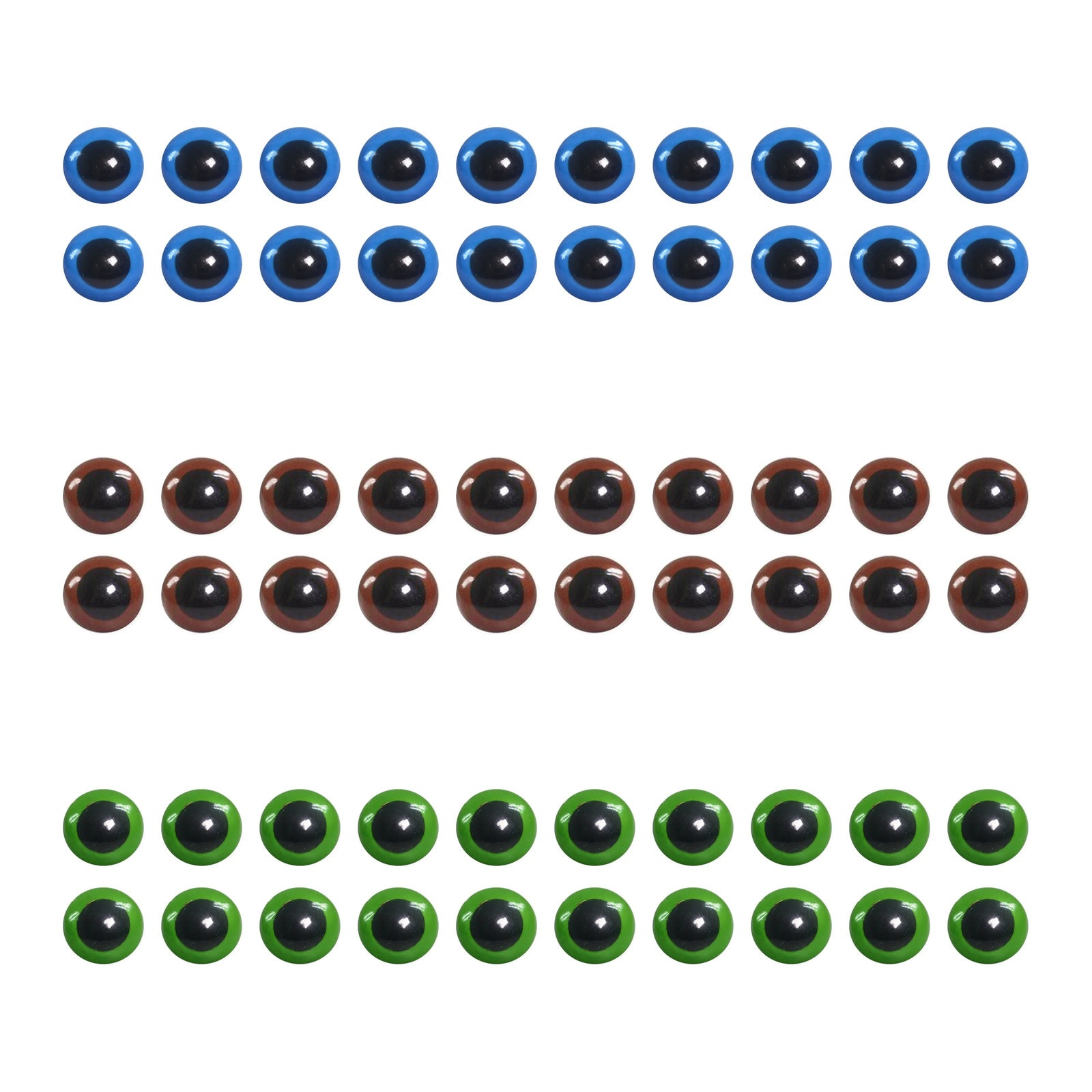 Kit 30 Pares de Olhos Amigurumi 14mm em 3 Cores com Trava