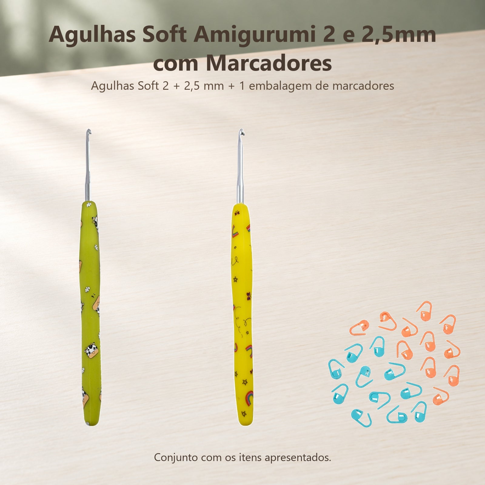 Kit 2 Agulhas Soft Amigurumi 2 e 2,5mm com Marcadores