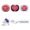 Kit Amigurumi 3 Novelos Amêndoa, Brigadeiro e Azul Candy 125g e Acessórios