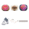 Kit Amigurumi 3 Novelos Castanha, Natural e Índigo 125g e Acessórios