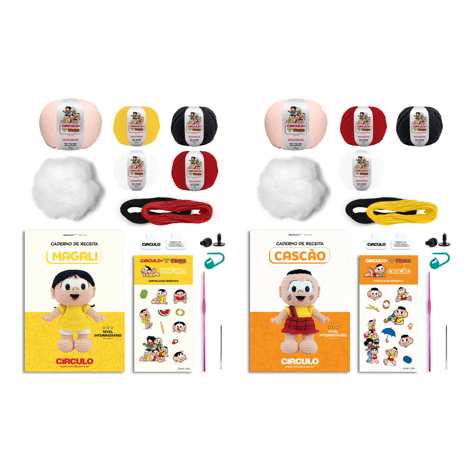 Kit Crochê 2 Amigurumis Magali e Cascão Círculo