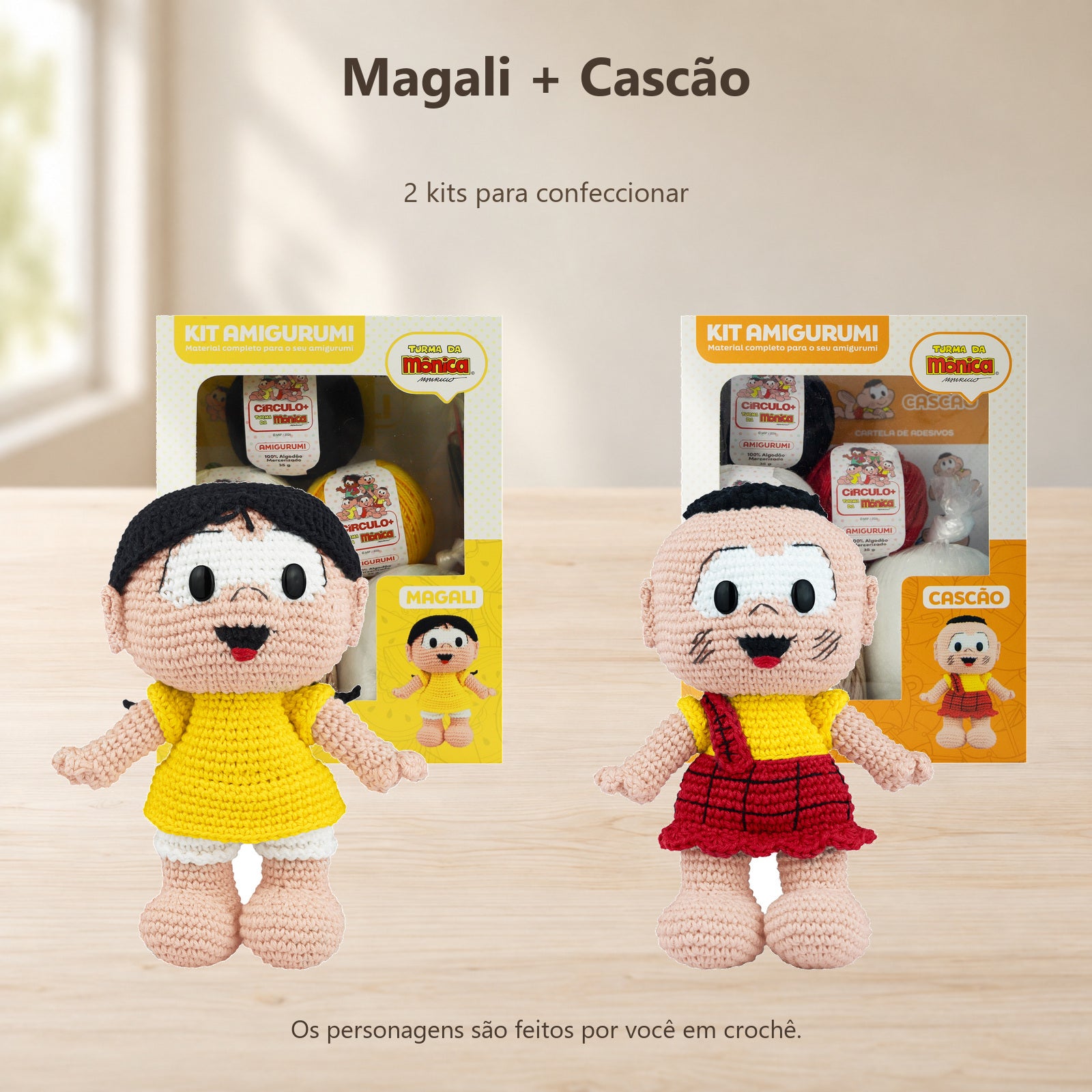 Kit Crochê 2 Amigurumis Magali e Cascão Círculo