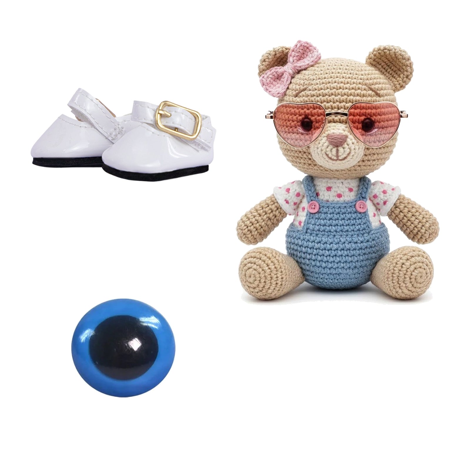 Kit Amigurumi 3 Novelos Porcelana, Branco e Tiffany 125g e Acessórios
