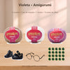 Kit Amigurumi 3 Novelos Amêndoa, Branco e Violeta 125g e Acessórios