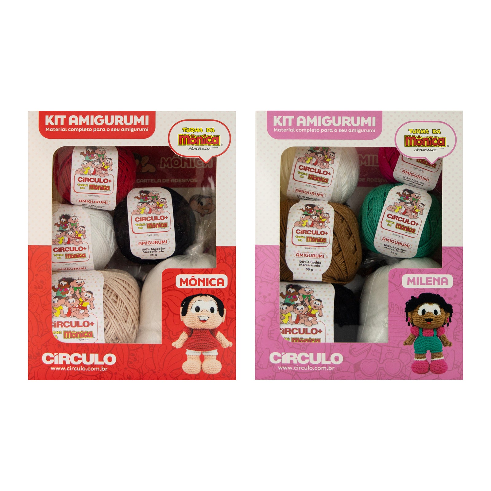 Kit Crochê 2 Amigurumis Mônica e Milena Círculo