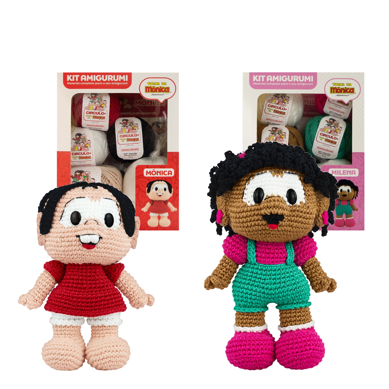 Kit Crochê 2 Amigurumis Mônica e Milena Círculo