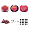 Kit Amigurumi 3 Novelos Macadâmia, Preto e Rubi 125g e Acessórios