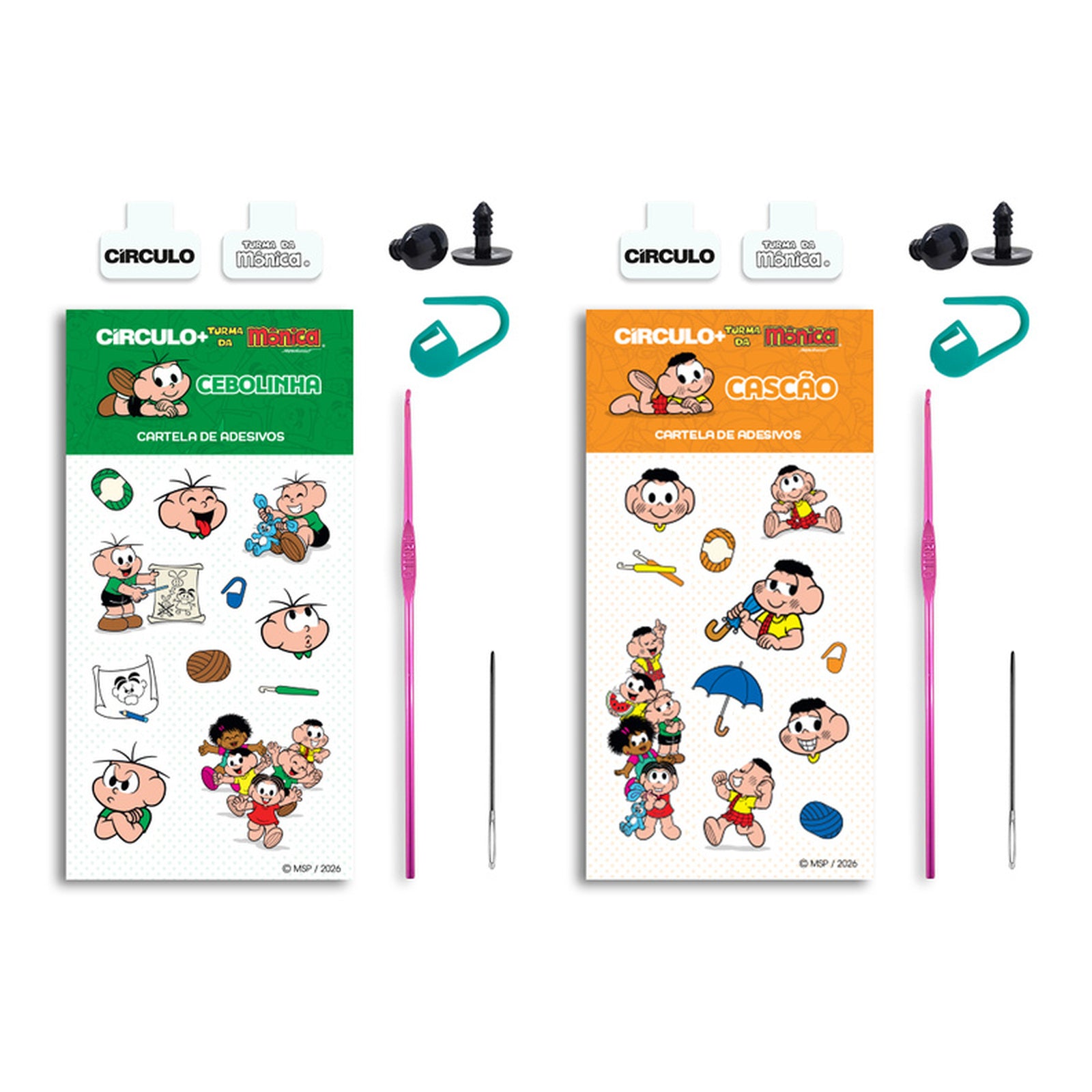 Kit Crochê 2 Amigurumis Cebolinha e Cascão Círculo