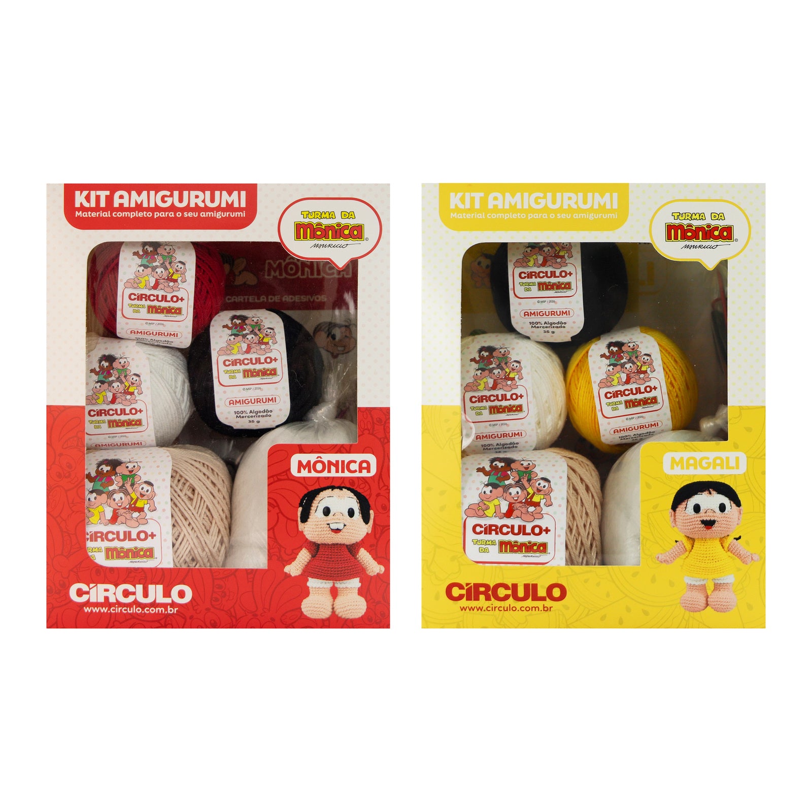 Kit Crochê 2 Amigurumis Mônica e Magali Círculo