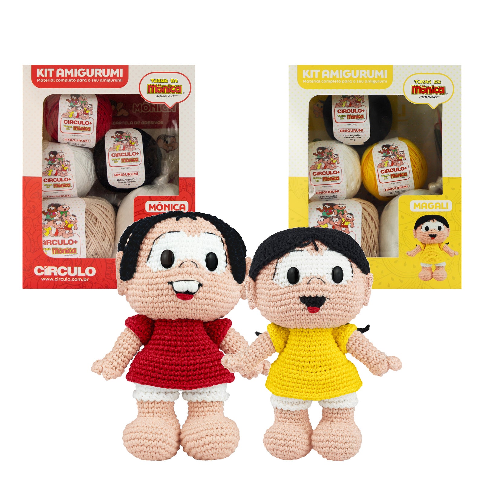 Kit Crochê 2 Amigurumis Mônica e Magali Círculo