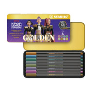 Estojo Canetas Metálicas Pen 68 Guerreiras do K-pop 1,4mm Golden 8 Cores - Stabilo