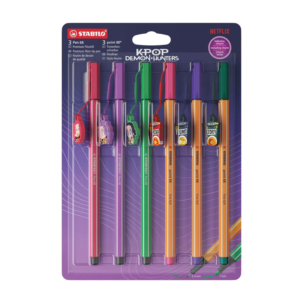 Kit Canetas Guerreiras do K-pop 3 Point 88 + 3 Pen 68 - Stabilo
