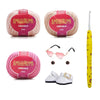 Kit Amigurumi 3 Novelos Macadâmia, Chantilly e Chiclete 125g com Agulha Soft Amigurumi 2,5mm e Acessórios Círculo