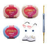 Kit Amigurumi 3 Novelos Macadâmia, Chantilly e Hortênsia 125g com Agulha Soft Dupla 2,5 e 3,5mm e Acessórios Círculo