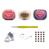 Kit Amigurumi 3 Novelos Castanha, Natural e Índigo 125g com Agulha Soft Emborrachada 2,5mm e Acessórios Círculo