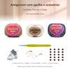 Kit Amigurumi 3 Novelos Castanha, Natural e Índigo 125g com Agulha Soft Emborrachada 2,5mm e Acessórios Círculo