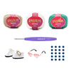 Kit Amigurumi 3 Novelos Porcelana, Branco e Tiffany 125g com Agulha Plástico Matte 2,5mm e Acessórios Círculo