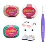 Kit Amigurumi 3 Novelos Porcelana, Branco e Tiffany 125g com Agulha Plástico Matte 2,5mm e Acessórios Círculo