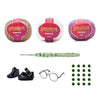 Kit Amigurumi 3 Novelos Amêndoa, Branco e Violeta 125g com Agulha Soft Estampada Verde 2,5mm e Acessórios Círculo