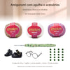 Kit Amigurumi 3 Novelos Amêndoa, Branco e Violeta 125g com Agulha Soft Estampada Verde 2,5mm e Acessórios Círculo