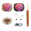 Kit Amigurumi 3 Novelos Caramelito, Brownie e Natural 125g com Agulha Cabo Bambu Duna 2,5mm e Acessórios Círculo