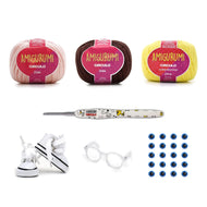 Kit Amigurumi 3 Novelos Macadâmia Brigadeiro Amarelo Candy 125g Agulha Soft Peanuts Snoopy e Woodstock 2,5mm Acessórios