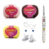 Kit Amigurumi 3 Novelos Macadâmia Brigadeiro Amarelo Candy 125g Agulha Soft Peanuts Snoopy e Woodstock 2,5mm Acessórios 