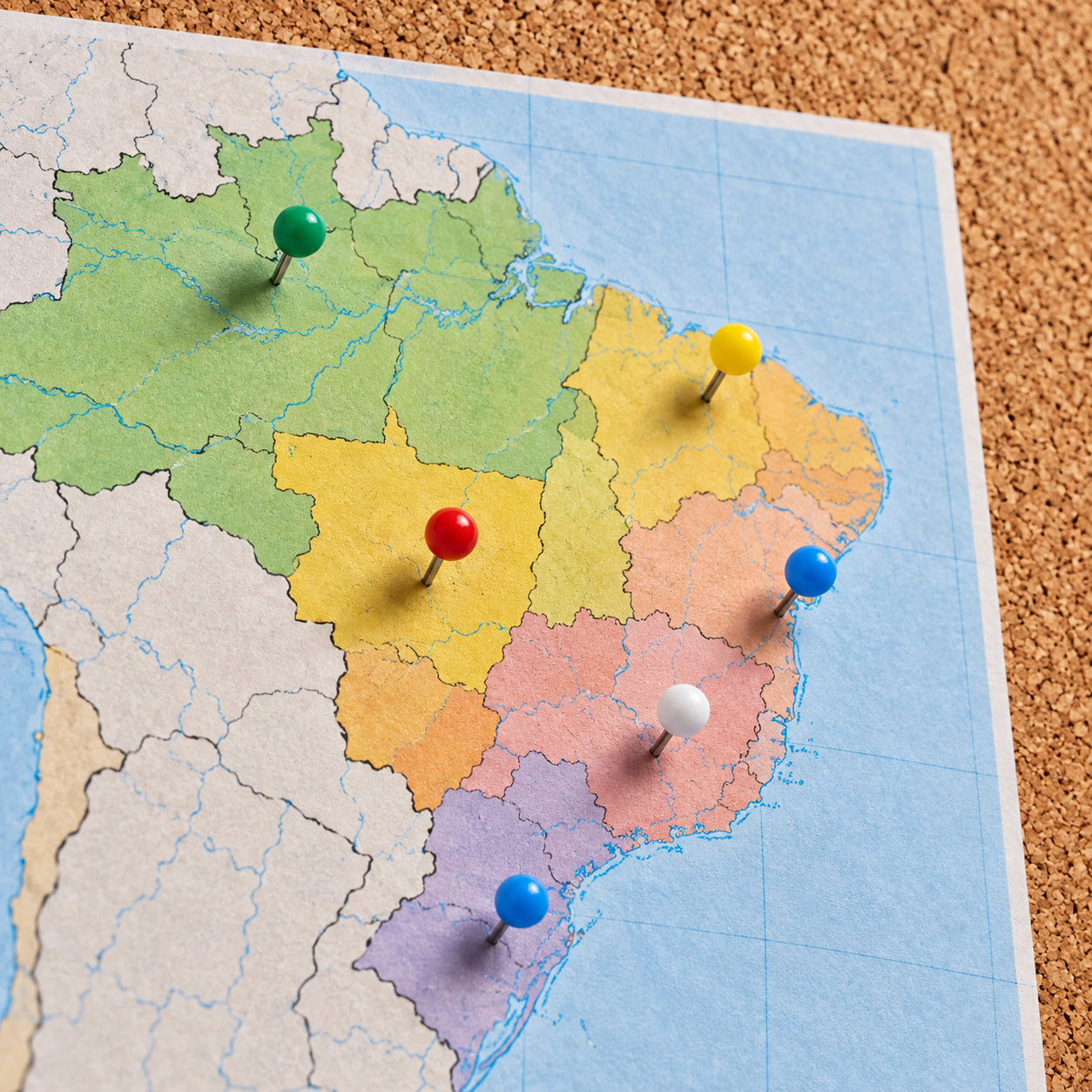 Alfinete Colorido para Mapa e Cortiça com 50 Unidades - Yin's Paper