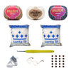 Kit Amigurumi 3 Novelos Castanha, Natural e Índigo 125g com Agulha Soft Emborrachada 2,5mm, Acessórios e Enchimento 100g