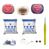 Kit Amigurumi 3 Novelos Castanha, Natural e Índigo 125g com Agulha Soft Emborrachada 2,5mm, Acessórios e Enchimento 100g