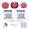 Kit Amigurumi 3 Novelos Amêndoa, Brigadeiro e Azul Candy 125g com Agulha Alumínio 2,5mm, Acessórios e Enchimento 100g