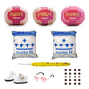 Kit Amigurumi 3 Novelos Macadâmia Chantilly e Chiclete 125g com Agulha Soft Amigurumi 2,5mm Acessórios e Enchimento 100g