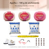 Kit Amigurumi 3 Novelos Macadâmia Chantilly e Chiclete 125g com Agulha Soft Amigurumi 2,5mm Acessórios e Enchimento 100g