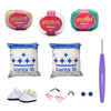 Kit Amigurumi 3 Novelos Porcelana, Branco e Tiffany 125g com Agulha Plástico Matte 2,5mm, Acessórios e Enchimento 100g