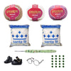 Kit Amigurumi 3 Novelos Amêndoa Branco e Violeta 125g com Agulha Soft Estampada Verde 2,5mm Acessórios e Enchimento 100g