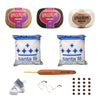 Kit Amigurumi 3 Novelos Caramelito, Brownie e Natural 125g com Agulha Cabo Bambu Duna 2,5mm Acessórios e Enchimento 100g