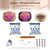 Kit Amigurumi 3 Novelos Caramelito, Brownie e Natural 125g com Agulha Cabo Bambu Duna 2,5mm Acessórios e Enchimento 100g