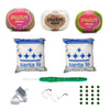 Kit Amigurumi 3 Novelos Castanha Natural Pistache 125g c/ Agulha Soft Aroma Maçã Verde 2,5mm Acessórios Enchimento 100g